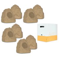 Theater Solutions 8R4S Outdoor Sandstone Rock 8 Speaker Set with Wire for Deck Pool Spa Patio Garden