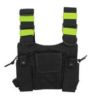GoodQbuy Universal Radio Harness Chest Rig Bag Pocket Pack Holster Vest Fluorescent Green for Two Way Radio (Rescue Essentials)