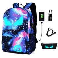 FLYMEI Galaxy Backpack, Anime Luminous Backpack with USB Port, Lightweight Travel Backpack for Boys/Girls, 15.4 Inch Laptop Bag for Work