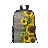 Bag Backpack Autumn Sunflowers Wood Pattern Backpacks
