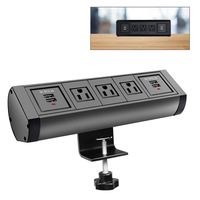 Desk Clamp Power Strip,Black Desktop Power Outlets,Removable Mount Multi-Outlets with 4 USB Ports,Power Socket Connect 3 US Plugs for Home Office Reading