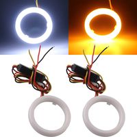 Qasim 1-Pair 60MM White+Amber Switchback 72SMD 4014 LED Halo Ring Angel Eyes Led Lights 12V