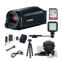 Canon VIXIA HF R800: 1080p HD Video 57x Zoom Camcorder Bundle with 32GB SD Card LED Video Light Spare Battery Camera Case Mini Tripod and Cleaning Kit - Compact and Affordable Camcorder Kit