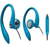 Magnavox Over Ear Earbuds Wired, in Ear Earphones with Microphone, Sport Headphones for Running, Workout, Exercise and Gym (Blue)