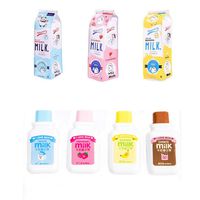 LifeDawn Pencil Case and Correction Tape,3Pcs Milk Shape Cute Pencil Case and 4Pcs Milk Bottle Style Correction Tape for Kids Boys Girls
