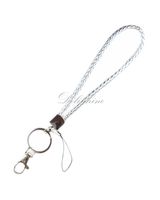 Braided PU Leather Wristlet Keychain for Key, ID Holder, Cell Phone, USB, or Camera (Silver)