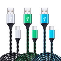 USB Type C Cable,3Pack Premium Nylon Braided Cable, 6.6ft USB C Cable to High-Speed Syncing and Charging Cable Compatible with Galaxy S10 S9 S8 Plus Note 9 8,Moto Z,LG V30 V20 G5,More USB C Devices