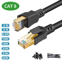 CAT8 Ethernet Cable 3 ft - 40Gbps 2000Mhz High Speed Internet Cable Cord with RJ45 Gold Plated Connector for Switch,Faster Than cat6/Cat7 Network Router - 1m