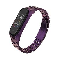 MIJOBS Replacement Strap Compatible with Xiaomi Mi Band 4, Stainless Steel Replacement Band Metal Bracelet Wristband Accessories for Xiaom Mi Band 3 Strap (Purple)