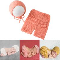 Zeroest Baby Photography Props Hat Pants Newborn Boy Girl Photo Shoot Outfits Costume Infant Crochet Knitted Mohair Clothes (Orange)