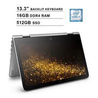 2019 HP Envy X360 2-in-1 Full HD 13.3 Inch Touchscreen Convertible Laptop (Intel Dual Core i7-7500U Up to 3.5GHz, 16GB RAM, 512GBPCIe SSD, WiFi, Bluetooth, Backlit Keyboard, Windows 10 Pro) (Renewed)