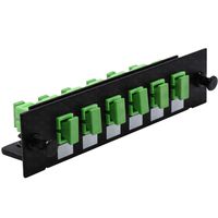 SC Fiber Adapter Panel LGX Footprint APC, Loaded w/6 SC Simplex OS1/OS2 Singlemode Green - Beyondtech Single Mode Series