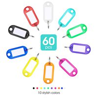 60 Pack Plastic Key Tags with Container, Atelie T Key Labels with Ring and Label Window, 10 Colors