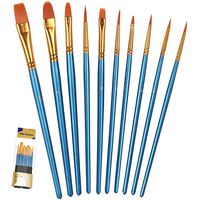 BOSOBO Paint Brush Set, 10pcs Round Pointed Tip Nylon Hair Artist Detail Paintbrushes, Professional Fine Acrylic Oil Watercolor Brushes for Face Nail Body Art Craft Model Miniature Painting, Blue