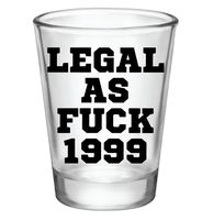 21st Birthday Shot Glass-1999 Birthday Gifts/Shot Glass-21 Birthday Party Supplies (clear-black-1999)