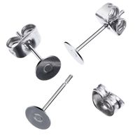 200 Pairs (400 Pieces) Stainless Steel Earrings Posts Flat Pad with Butterfly Earring Backs for Earring Making Findings (Silver)