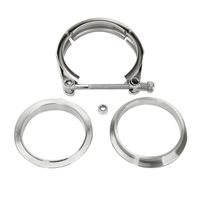 BLACKHORSE-RACING 3 Inch Stainless Steel V Band Bolt Clamp with 2 Male Female Flanges for Turbo Downpipes Exhaust Systems 76mm SS V-Band Flange Kit