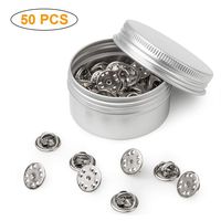 50PCS Metal Locking Pin Backs, Pin Keepers Locking Clasp, Badge Insignia Pin Backs Replacement (Silver)