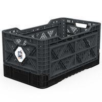 BIGANT Heavy Duty Collapsible & Stackable Plastic Milk Crate - IP734235, 23.8 Gallons, Large Size, Charc.Gray, Set of 1, Absolute Snap Lock Foldable Industrial Storage Bin Container Utility Basket