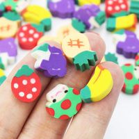 Chiak 50 Pcs Children Students Casual Cute Mini Fruit Toy Eraser Stationery Tool Cartoon Toy Pen Erasers