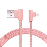 Sunsee Nylon Braided Micro USB 90 Degree Right Angle 2A Fast Data Sync Charger Cable (Rose Gold)