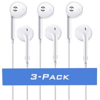 3-Pack Premium Earphones/Earbuds/Headphones with Stereo Mic&Remote Control for Smartphone, MP3/MP4 Player, Tablet and All 3.5mm Audio Device White