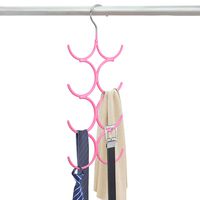 Yizhi Scarf Hanger Organizer Holder, No Snag Belt Rack Tie Hanger Sturdy 8 Hook Space Saving Closet Accessory Organizer for Scarves, Ties, Belts, Shawls, Pashminas and Jewelry (1-Pack Pink)