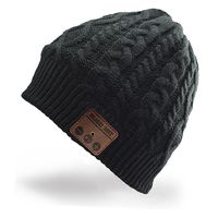 RingRingshop® Unisex Wireless Bluetooth Beanie Knitted Winter Warm Music Hat with Built in Stereo Headphone Speaker for Outdoor Sports, Braid Cable Knit (Black)