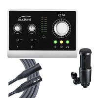 Audient ID14 High Performance USB Desktop Audio Interface with Audio Technica Microphone and 6 ft Mogami Cable