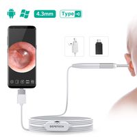 Digital USB Otoscope, DEPSTECH 4.3mm Ultra-Slims HD Ear Scope Ear Inspection Camera with Earwax Cleaning Kit and 6 Adjustable LED Lights for Android, Window and Mac