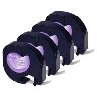 GREENCYCLE 4 PK Compatible for DYMO 16952 Label Tape 1/2'' W x 13' 12mm x 4m Black Print on Clear pastic Labeling Tape Work with LetraTag LT-100H Plus LT-100H LT-100T LT-110T QX 50 Label Maker