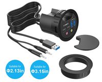 ineo Grommet Desk-Fit (Diameter 2.3" to 2.4") 2Type A + 2Type C with 3.5mm Audio Mic Jack + 3.2" Expandable case [THC06 - VI Plus]