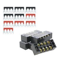 YXQ 600V 15A 4 Positions Double Row Screw Terminal Barrier Strip Block and 15A 4 Positions (5+5) Red Black Pre-Insulated Fork Type Jumper Strip