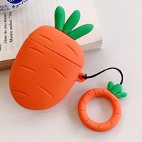 HomMall Airpods Case, AirPods Shockproof Case Cover Protective Silicone Skin Cover Case with Keychain Strap for Apple Airpods 2 &1(Carrot)
