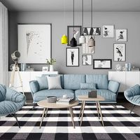 KIMODE Cotton Buffalo Plaid Area Rug 5' 7" x 7' 7",  Black/White Hand-Woven Checkered Floor Mats, Modern Collection Rugs Machine Washable Collection Rugs Carpet for Bedroom,Living Room