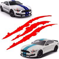 AmerStar 2PCS Claw Marks Decal Reflective Sticker 16 x 5 Scratch(Red)