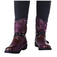 Dainzuy Womens Ankle Buckle Booties Wrap Straps Chunky Block Motorcycle Boots Side Zipper Low Heel Western Boots Purple