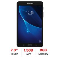Samsung Galaxy Tab A 7.0'' Touchscreen (1280 x 800) Wi-Fi Tablet, Quad-Core 1.3GHz Processor, 1.5GB RAM, 8GB Memory, Dual Cameras, Bluetooth 4.2, Up to 11 hrs Battery Life, Android OS, Black