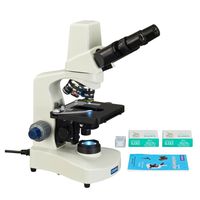 OMAX 40X-2000X Built-in 3MP Camera Binocular Compound LED Microscope+Blank Slides+Covers+Lens Paper