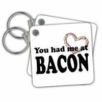 3dRose You Had Me at Bacon Key Chains, Set of 2 (kc_149856_1)
