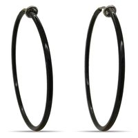 Aloha Earrings - Clip On Hoop Earrings for Women - Silver and Gold-Tone Brass Spring Hoops for Non-Pierced Ears (Black XL)