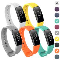 GVFM Compatible with Fitbit Inspire/Inspire HR Bands, Adjustable Soft Silicone Bracelet Accessories Sport Strap for Women Men Wristbands (Large: 6.7-8.1 inch, 5-White/Gray/Teal/Orange/Yellow)