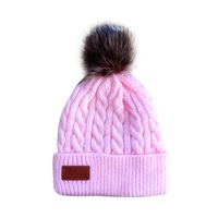 ❤Ywoow❤  Baby Beanie for Boys Girls Cap Cotton Letter Knitted Ball Warm Children Hats (Pink)