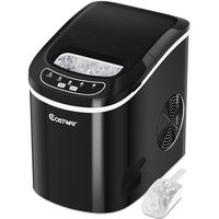COSTWAY Ice Maker Countertop, 26LBS/24H Portable and Compact Ice Machine, Ice Cubes Ready in 6 Mins, Electric High Efficiency Express Clear Operation Control Panel with Ice Scoop (Black)