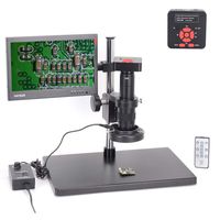 HAYEAR Full Set 16MP Full HD 1080P 60FPS 2K HDMI USB Electronic Microscope Video Camera +180X C-Mount Lens +60 LED Illumination Light Lamp +10.1" LCD Monitor