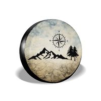 Louise Morrison Nature Mountain Compass Spare Tire Cover Waterproof Universal Spare Wheel Tire Cover Fit for Jeep Trailer RV SUV 14" 15" 16" 17"