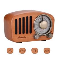 Qoosea Retro Radio Portable Radio FM Radio with Bluetooth Speaker Vintage Radio Handmade Retro Mahogany with Stereo Sound Bluetooth Mini Speaker 3.5mm Audio Input Jack and TF Card Ports