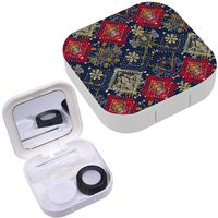 Portable Contact Lens Case Box Travel Kit Mirror + Bottle + Tweezers Container Holder [ Ethnic Tribal ]