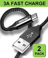 USB C Cable Samsung Galaxy S8 Charger,BrexLink USB C to USB A Charger (6.6ft/2 Pack), Nylon Braided Fast Charging Cord for Samsung Galaxy S10 S9 S8 Note 9, Pixel, LG V30 G6, Nintendo Switch(Black)
