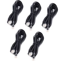 Sscon 10ft Black Telephone Landline Extension Cord Cable Line Wire with Standard RJ-11 6P4C Plug (Pack of 5)